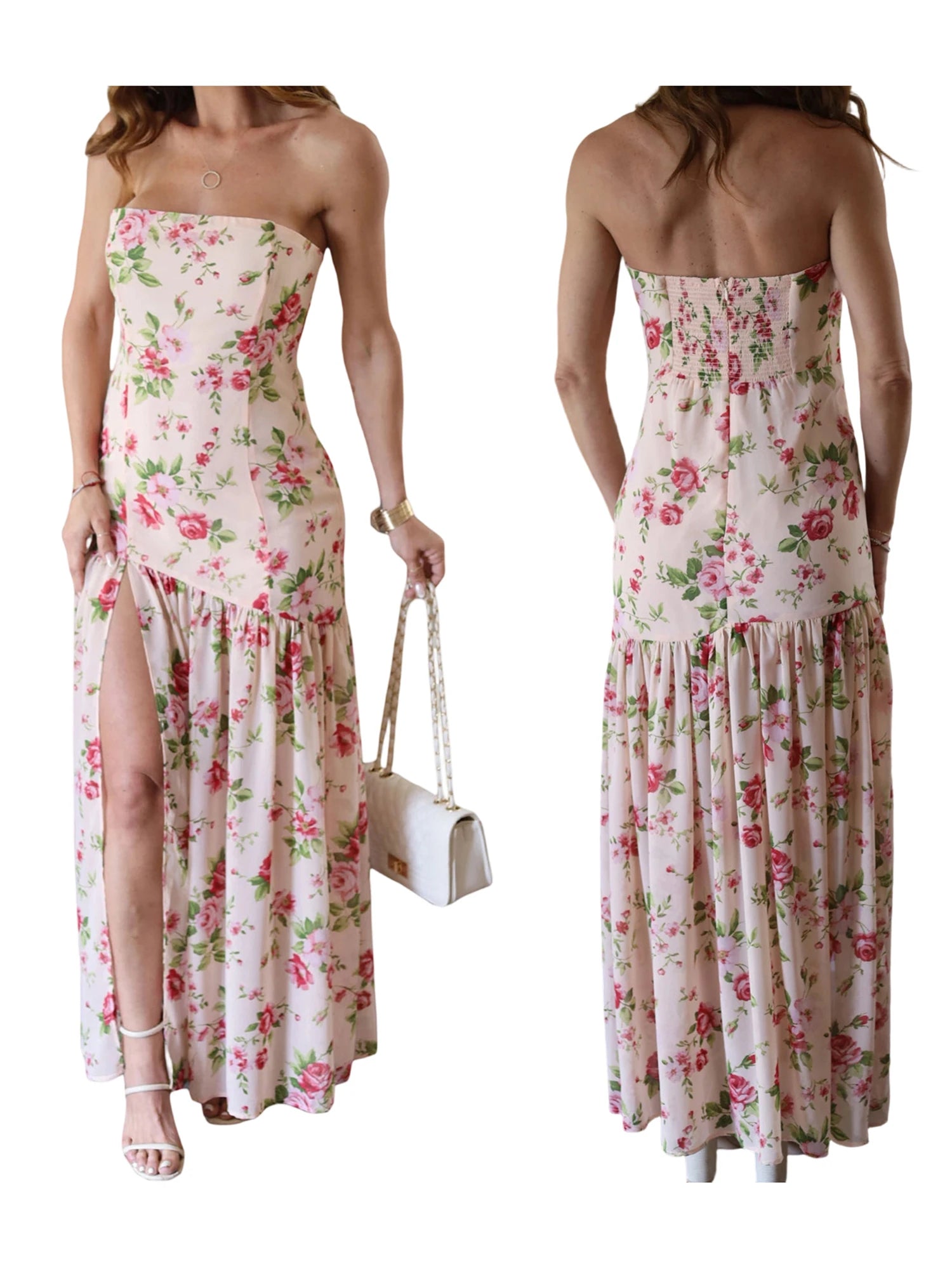 Aiertu  -   Women Off Shoulder Ruffle Dress Elegant Floral Print High Low Hem Maxi Dress for Wedding Party Prom Evening Gown Beach Aiertu