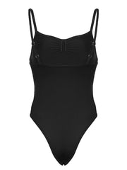 Aiertu - summer inspo Hot Sleeveless Skinny Shirring Skinny Sexy Spaghetti Strap Bodysuit For Women Black Solid Simple Basic Vacation Camisole Aiertu