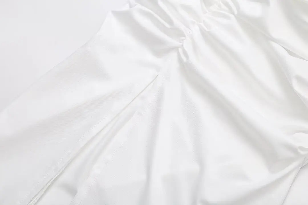 Aiertu  -  French pure desire slanted shoulder stretch slim dress women's summer new front slit sexy pleated long skirt Aiertu