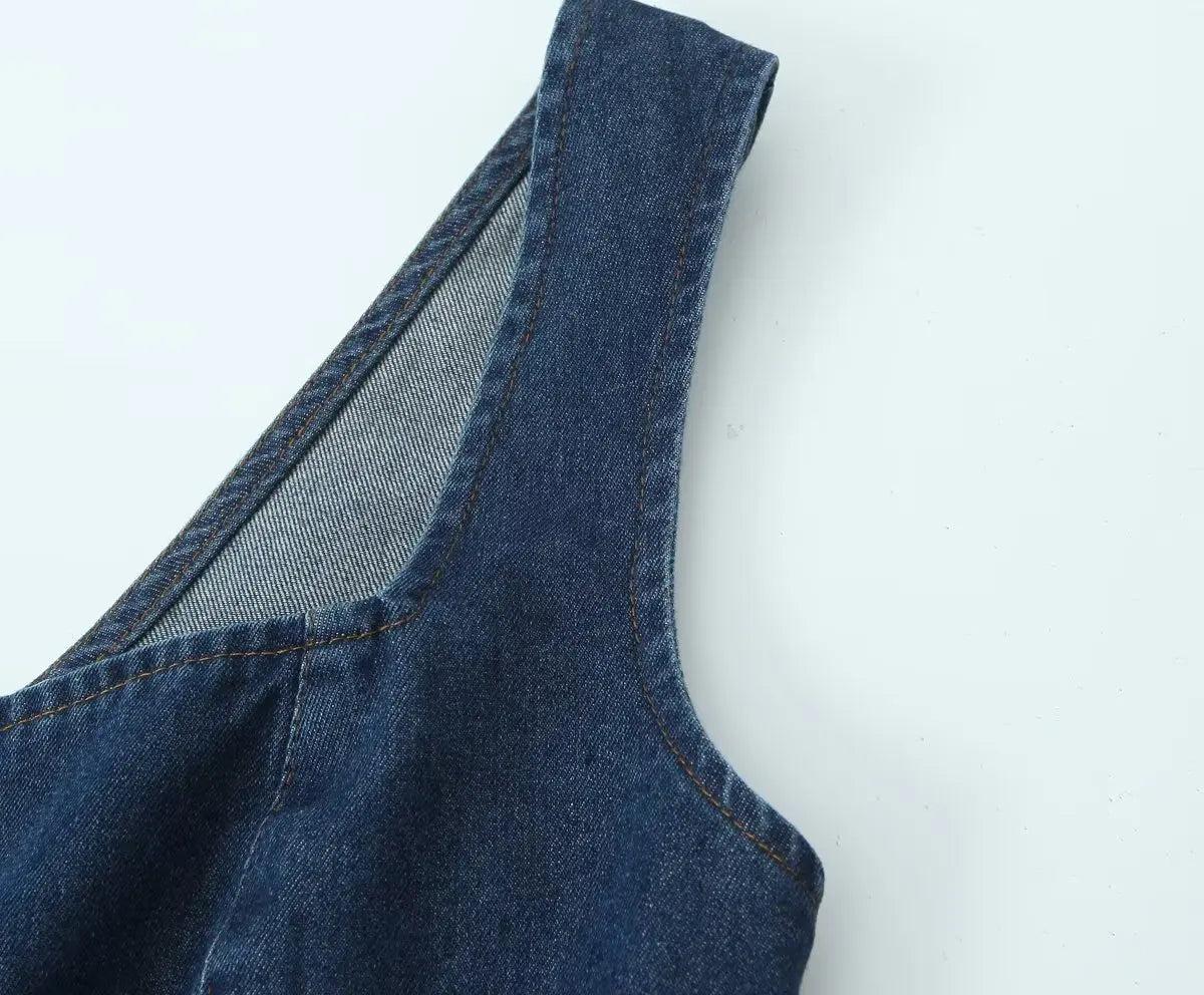 Aiertu  -  Sexy Square Collar Blue Denim Camis Sexy Corset Women Front Cross Lacing up Bandage Bow Tank Tops Back Zipper Slim Crop Top Aiertu