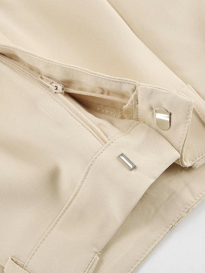 Aiertu  -Solid High Rise Tailored Pants aiertu