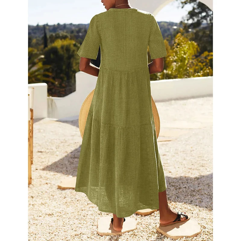 Aiertu  -  Gauze Elegant And Pretty Women'S Dresses  Sexy V-Neck Long Party Dress Ladies Dresses Sale Summer Sundress Aiertu