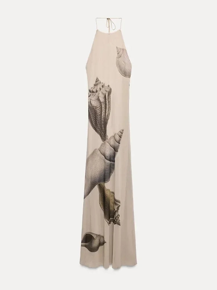 Aiertu  -  Elegant Backless Lace-up Print Long Dress For Women Fashion Off Shoulder Sleeveless Bodycon Maxi Dresses 2026 Lady Vocation Robe Aiertu