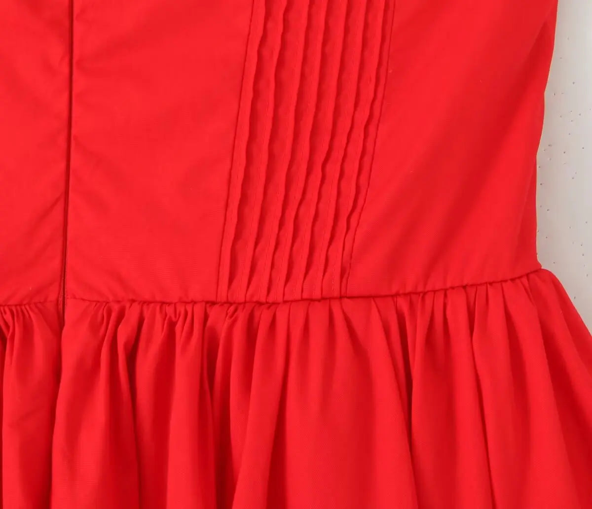 Aiertu  -  Summer New Sicilian Style Stunning Ltalian Tomato Red Sexy Tube Top Dress European And American Style Street Fashion Dress Aiertu
