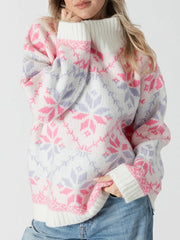 Aiertu  -  Women Cute Turtleneck Sweaters Casual Snowflake Print Comfy Warm Long Sleeve Pullover Basic Knitwear for Fall Streetwear Aiertu