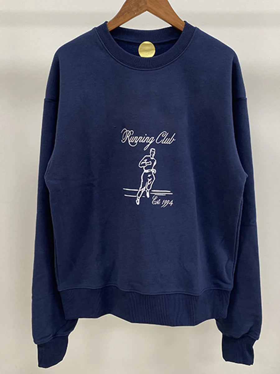 Aiertu  -   New York Letter Print Sweatshirt Women Classic O Neck Long Sleeve Pullover Autumn Casual Vintage Sporty Rich Sweatshirt 2026 New Aiertu