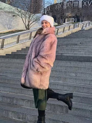 Aiertu  -  party look snspos Fashion Long Faux Fur Women Coat Full Sleeve Oversize Lady Jacket 2024 Autumn Winter Elegant All Match Warm Female Overcoat Aiertu