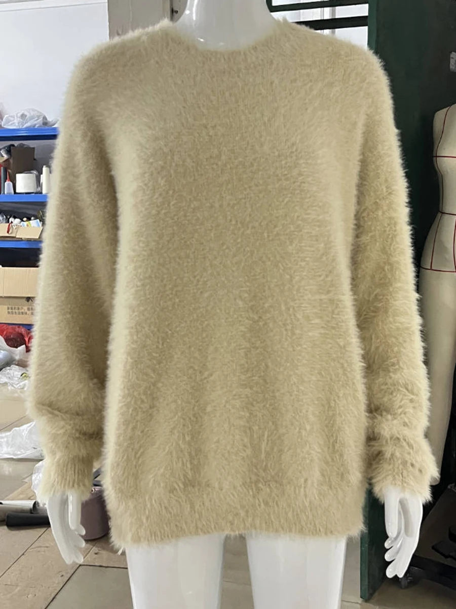 Aiertu  -  Autumn Solid Color Knitted Pullover Sweater Women Round Neck Long Sleeve Sweaters Female Casual Fashion Simple Jumpers 2026 New Aiertu
