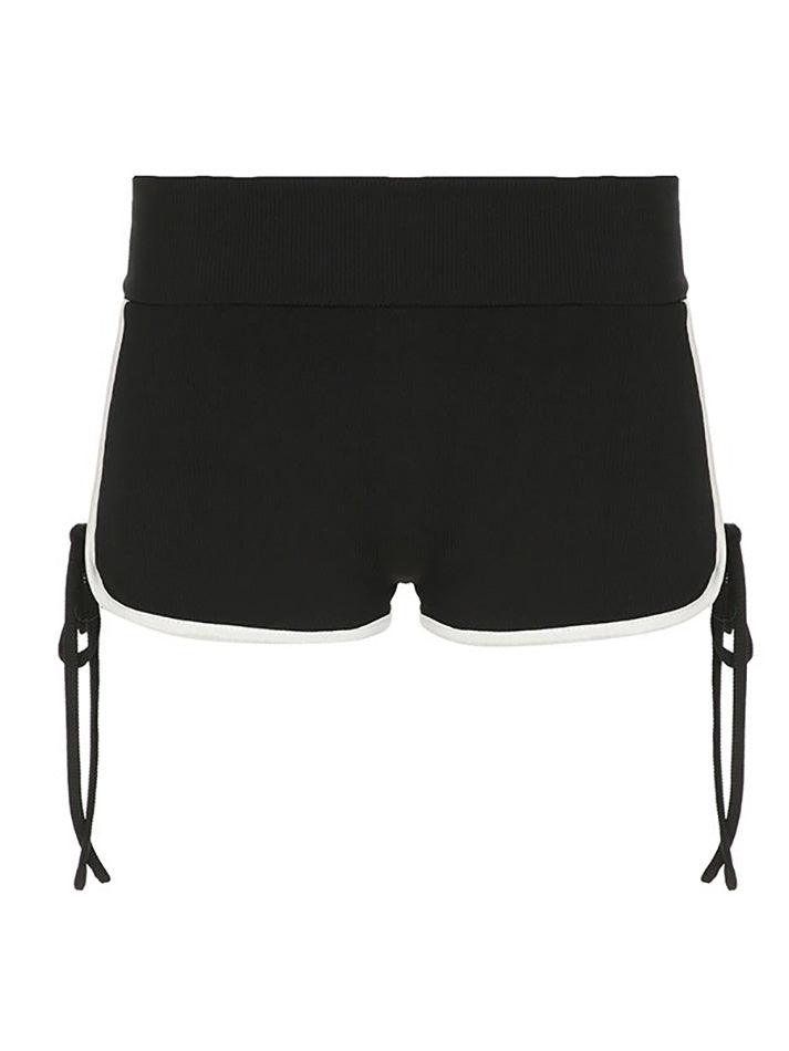 Aiertu  -Contrast Bow High-Waist Sports Shorts aiertu
