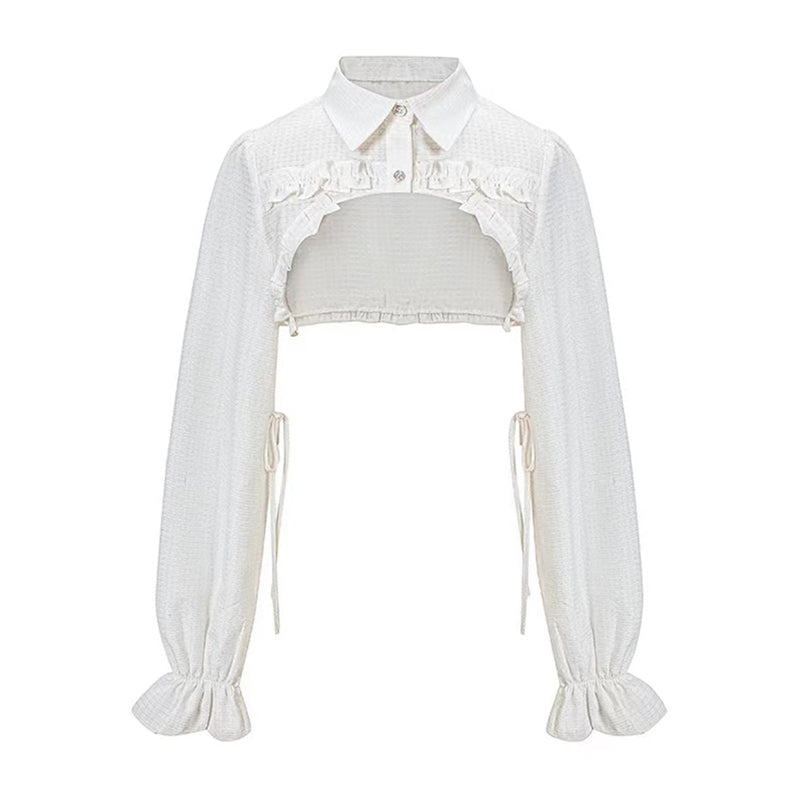 Aiertu Women Two Pieces Sets Crop Overshirt + Spaghetti Strap Lace Dress Y2k Aesthetic Streetwear Korean Style Chic Sexy Autumn Outfits Aiertu