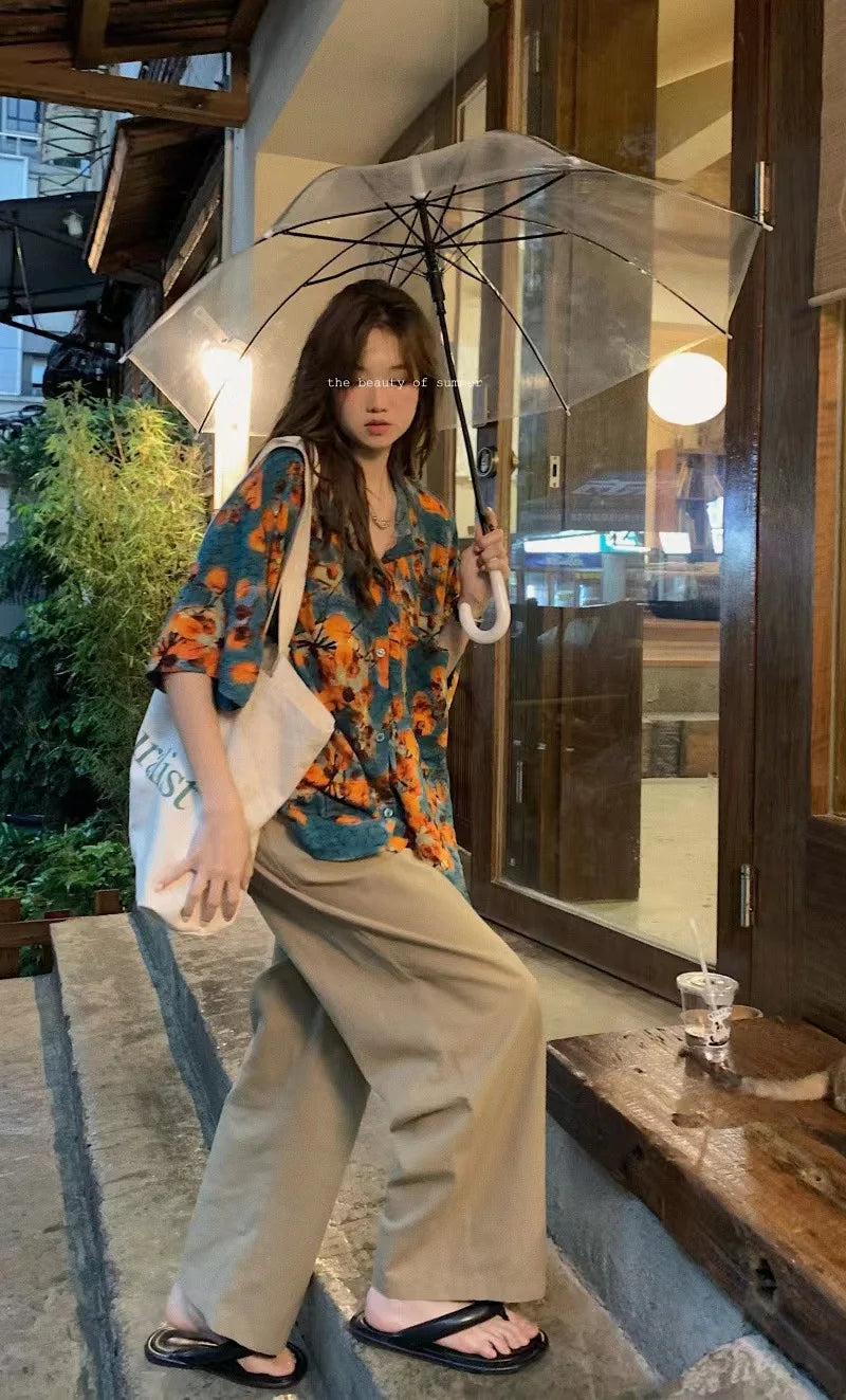 Aiertu  -  retro tie-dye short-sleeved shirt women's loose and versatile shirt summer new fashion personalized fried street top trendy Aiertu