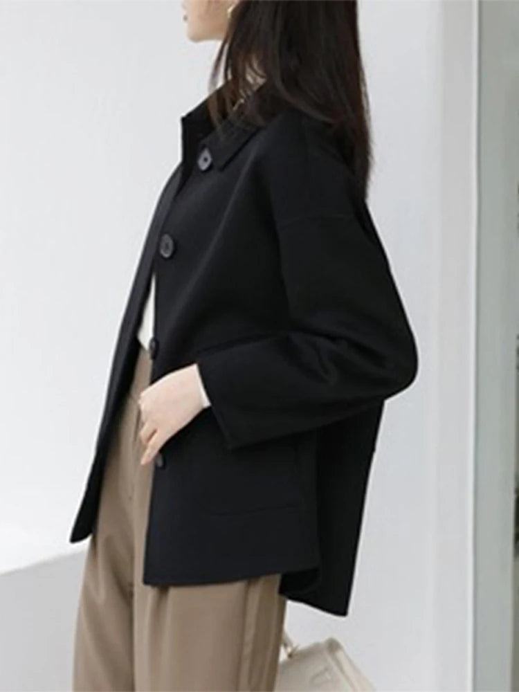 PICSGIRL  -  layered look inspo Thick Jacket Women Casual Fashion Loose Vintage Korean Warm Coat Female Winter Solid Single Breasted Outwears Lady Aiertu