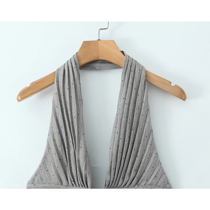 Aiertu  -  French Style Sexy Backless Halter Dress For Summer Women Party Mini Robe Aiertu