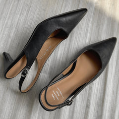 Aiertu  Women's cow leather pointed toe slingback 5cm thin high heel pumps elegant ladies slim daily dress heeled shoes for woman 2024 Aiertu