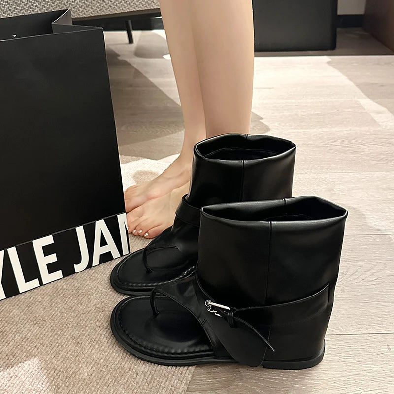 Aiertu  -  Women's Shoes Clip Toe Cool Women's Boots 2025 Summer New Flip Flops Travel Flat Heel Roman Boots Sandals Aiertu