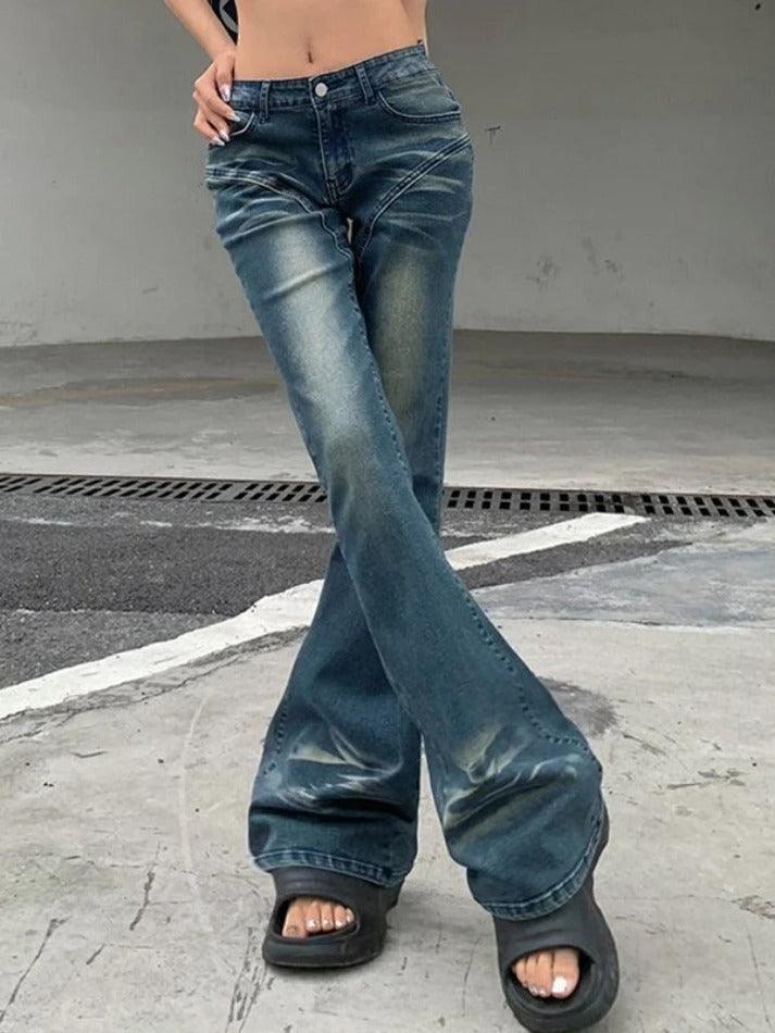 Aiertu  Bootcut Low Rise Denim Jeans Aiertu