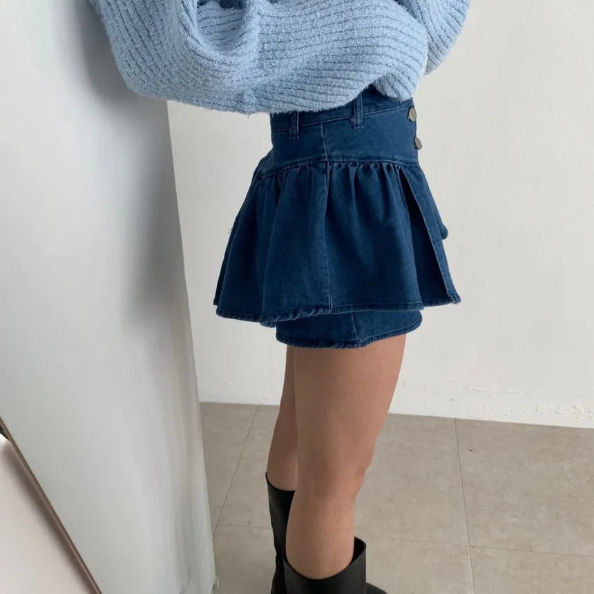 Aiertu  -  Korean Y2K Sheath High Waist Solid Color Shorts Skirts 2025 Spring Women's Slim Fit Hotsweet Sexy Style Harajuku Denim Skirt Aiertu