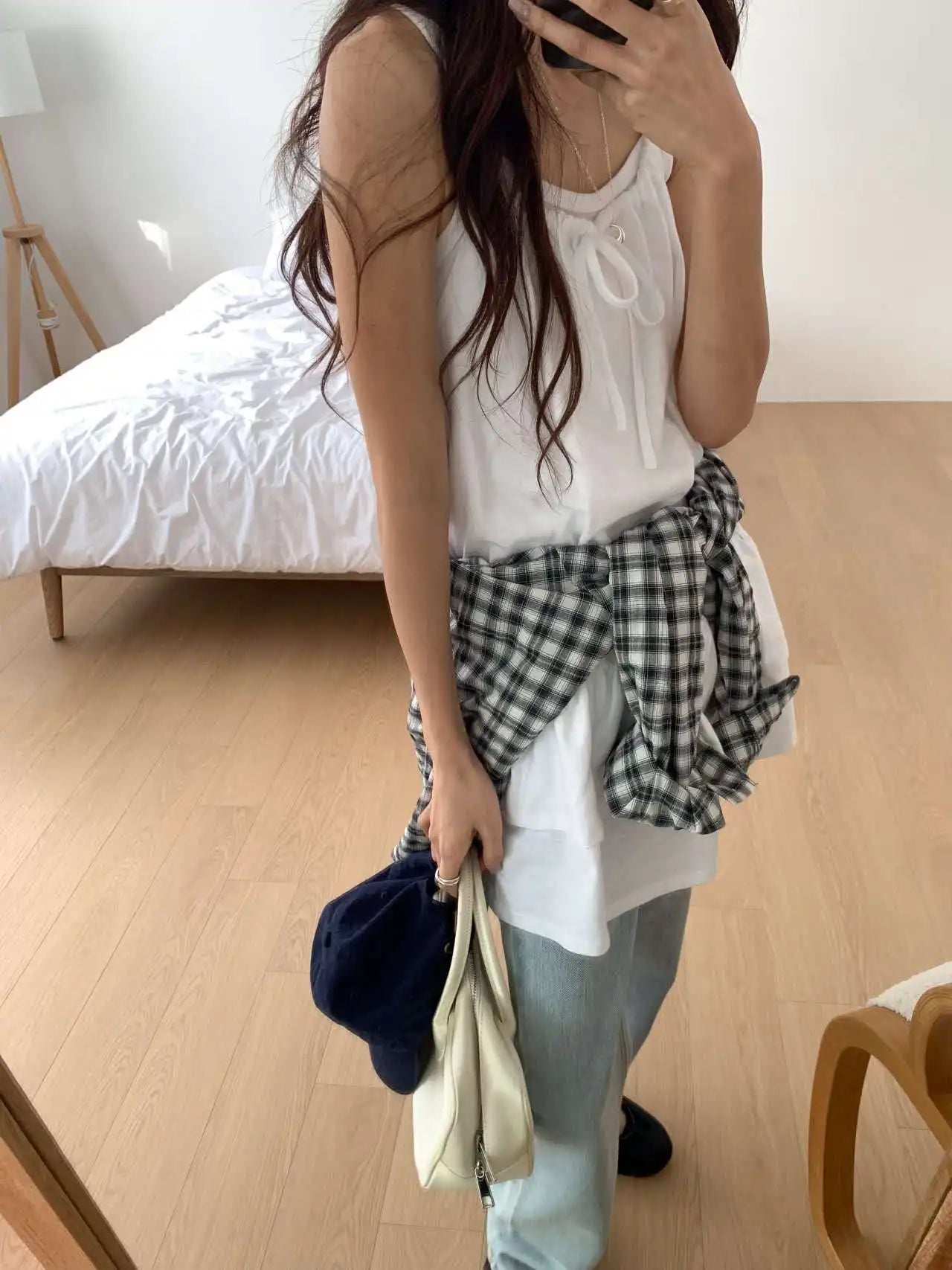 Aiertu  -  Korea Chic Style Camisole Women's Spring Pure Sexy Drawstring Lace-up Slim Fit Strap Top Fashion Female Clothes Aiertu