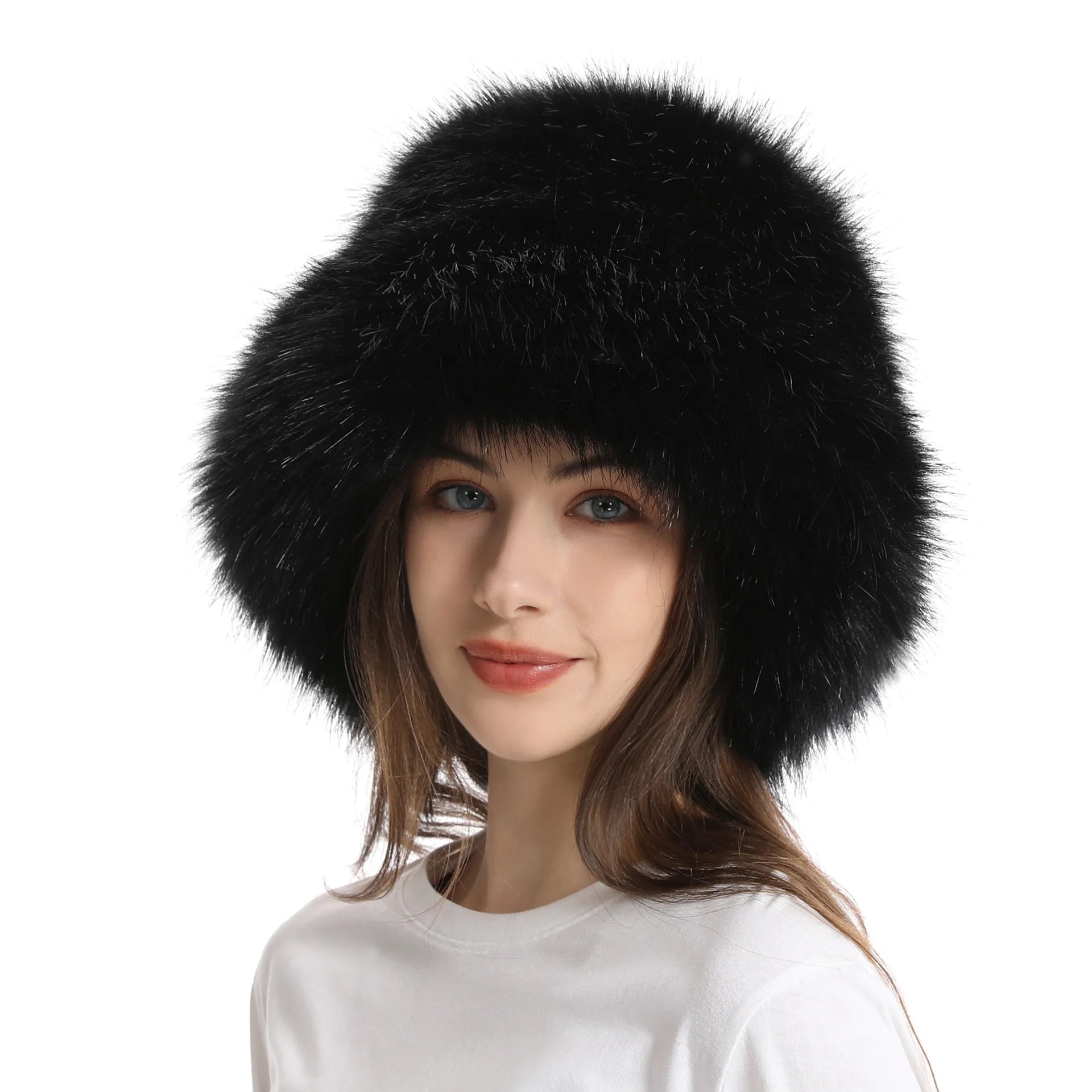 Aiertu  -  Winter Hat New Candy Color Faux Fur Y2k Warm Plush Basin Hat Unisex Bucket Hat Bob Homme Aiertu