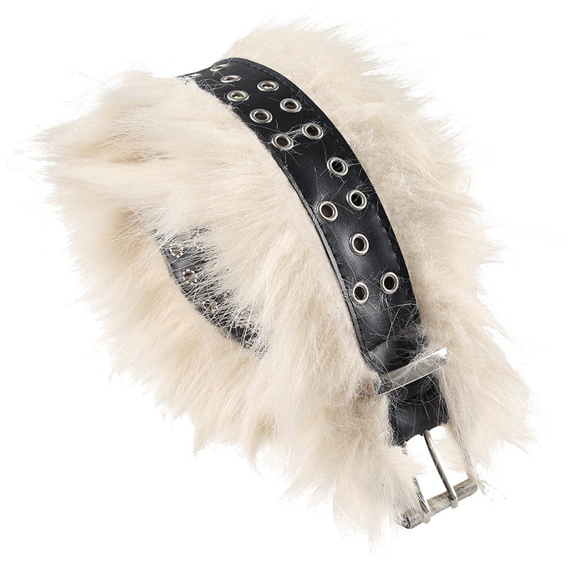 Aiertu - summer inspo Faux Fur Spliced Pu Fashion Women’s Belts Chic All-Match Khaki Y2k Retro Wild Style Accessorie Exquisite Aiertu