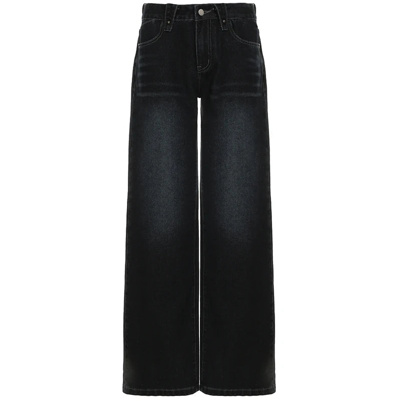 Aiertu  -   Grunge Aesthetic Baggy Jeans Fashion High Street Retro Harajuku Loose Denim Pants Korean Casual Y2K Wide Leg Trousers Aiertu