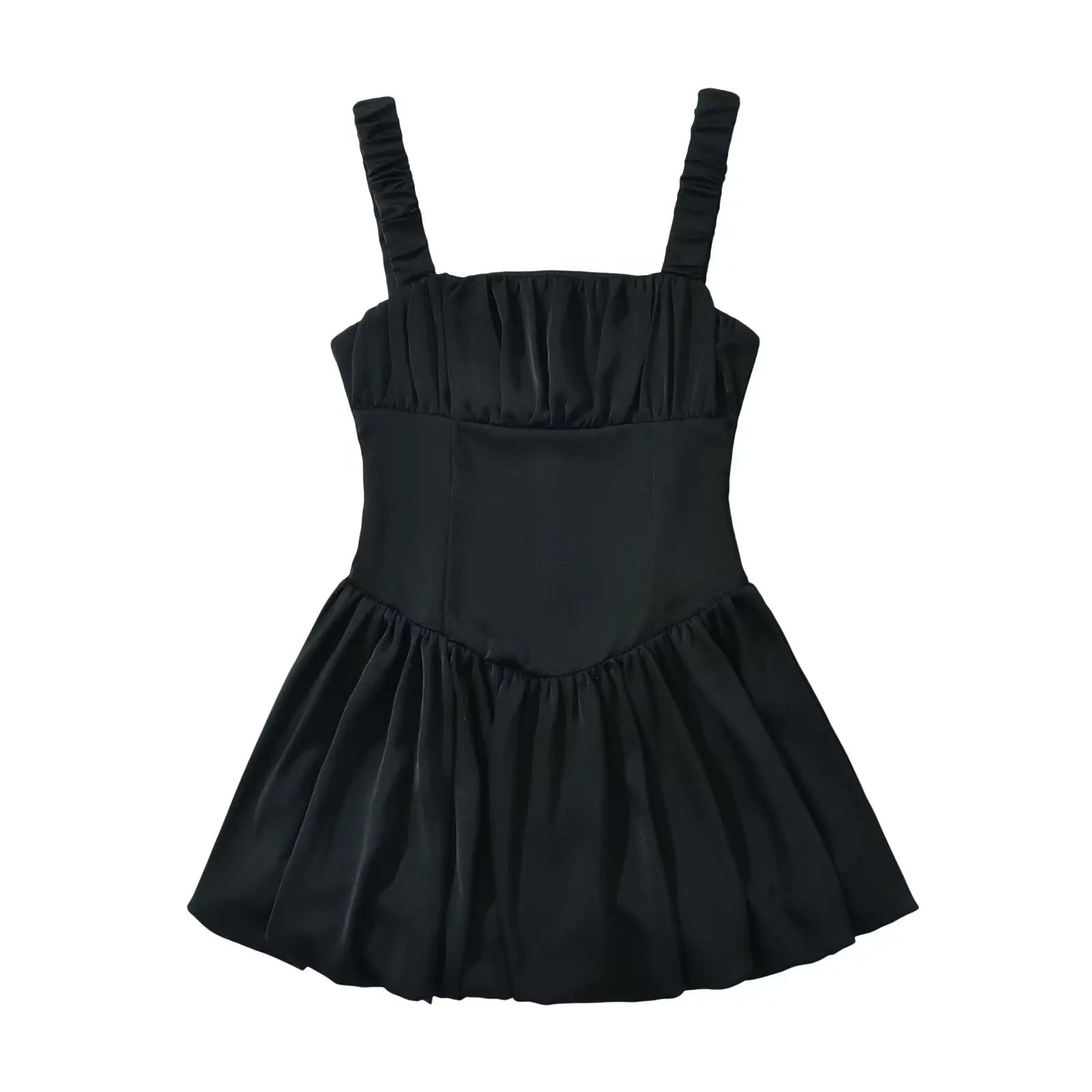Aiertu  -  Sweet Women Sexy Low Waist Pleated Hem Satin Tank Mini Dress Summer Female Birthday Party Dresses Holiday Robe Aiertu