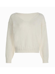Aiertu  -V Neck Solid Color Oversized Sweater aiertu