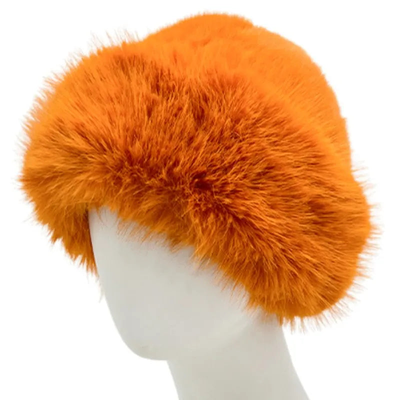 Aiertu  -  Winter Faux Fox Fur Bucket Hats For Women Soft Thickened Plush Fisherman Hat Outdoor Windproof Warm Beanies Caps Ski Panama Cap Aiertu