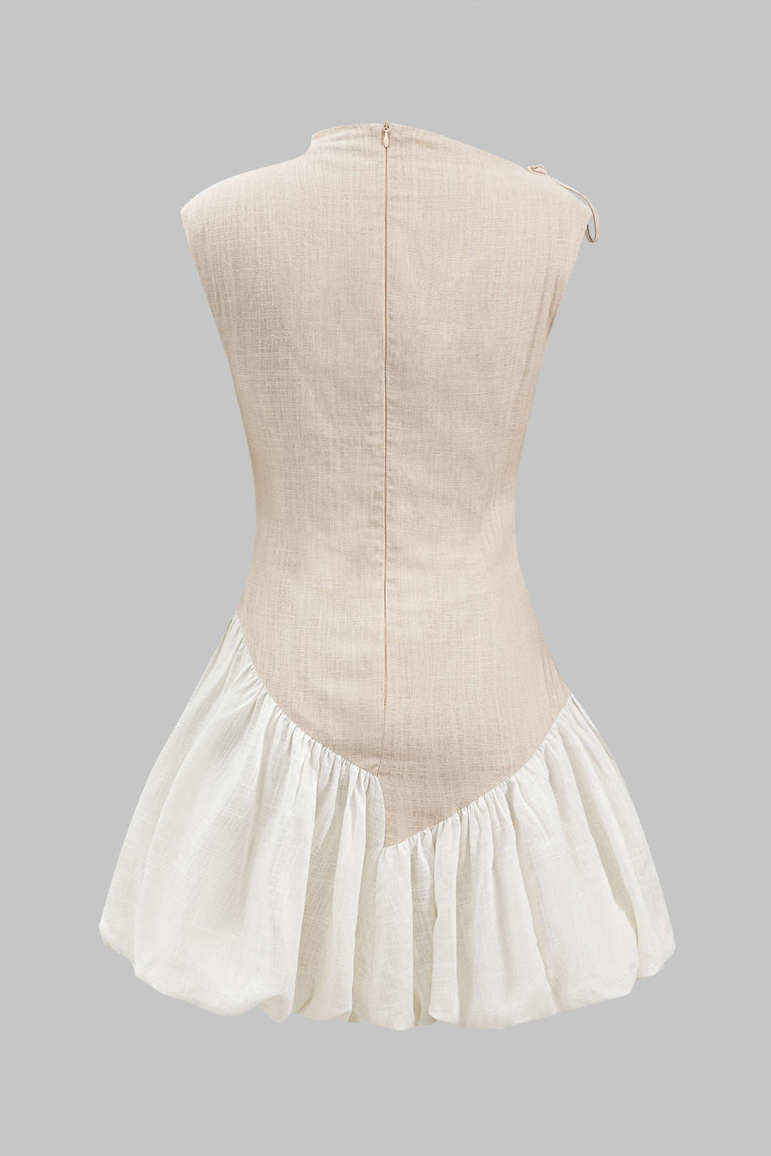 Aiertu  Linen Ruched Tie-Up Sleeveless Mini Dress Aiertu