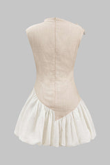 Aiertu  Linen Ruched Tie-Up Sleeveless Mini Dress Aiertu