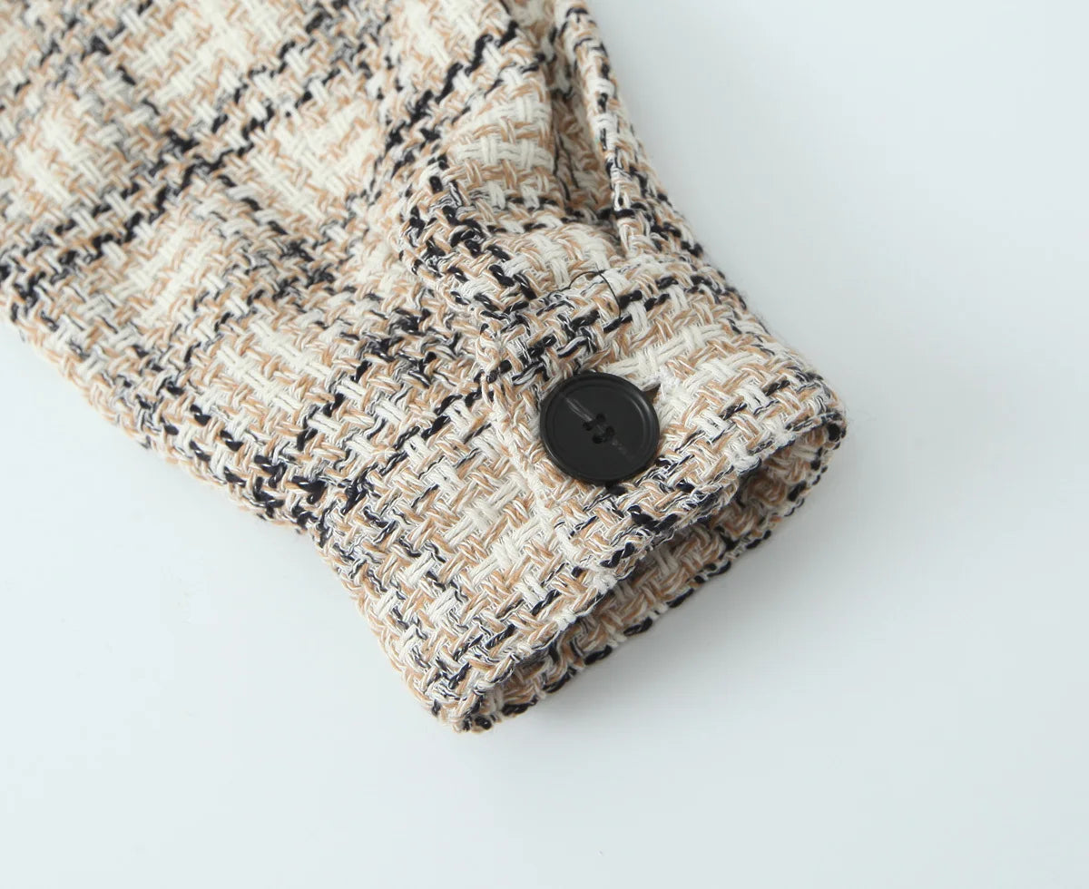 Aiertu  -  European and American style autumn new high-end temperament small fragrance style texture plaid jacket Aiertu
