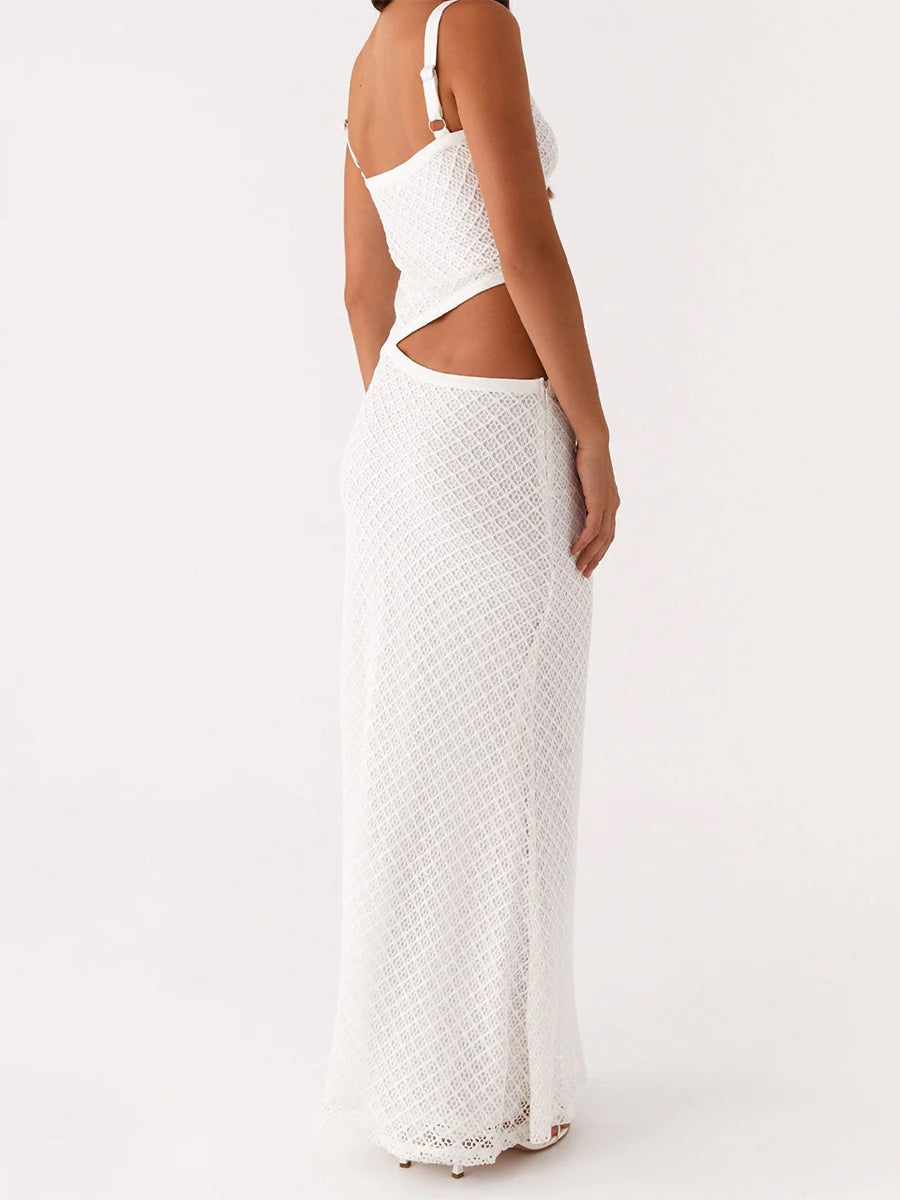 Aiertu  -  Elegant Women s Sleeveless Spaghetti Strap Bodycon Dress with Chic Hollow Out Design and  Fit Silhouette Aiertu