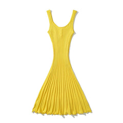 Aiertu  -  Sexy Women O Neck Sleeveless Pleated Knit Mini Dresses Summer Robe Aiertu