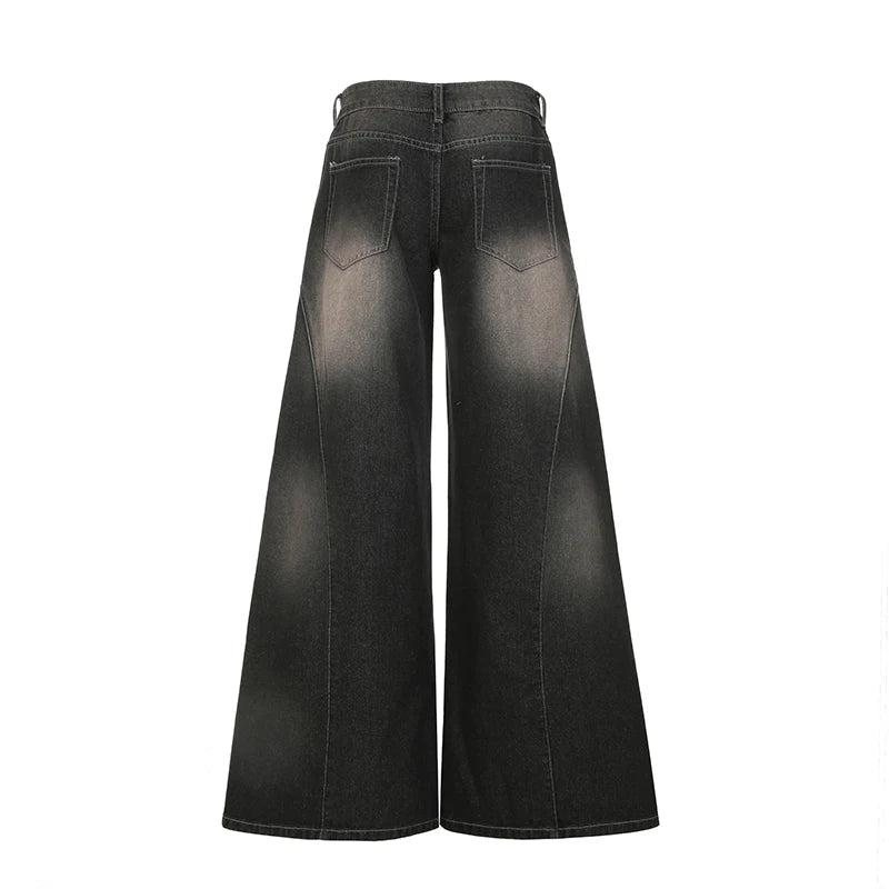 Aiertu  -  Grunge Aesthetic Y2K Baggy Jeans Women Fashion Streetwear Retro 2000s Lady A-Line Denim Wide Leg Pants Harajuku 2025 Aiertu
