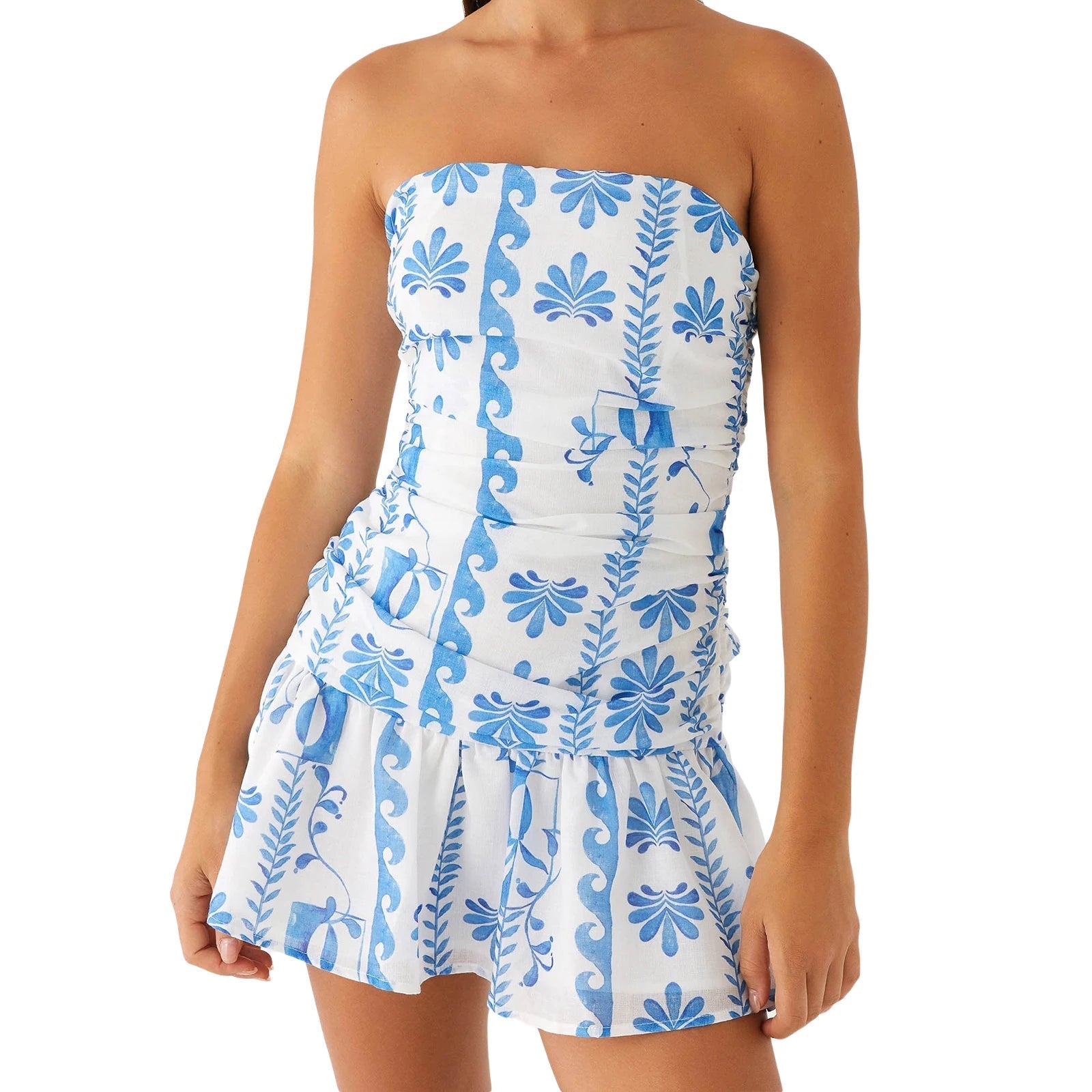 Aiertu  -  Chic 2026 Ruched Tube Top Dress Women Strapless Sleeveless Slim Fit Flare Mini Dress Summer Clubbing Dress Aiertu