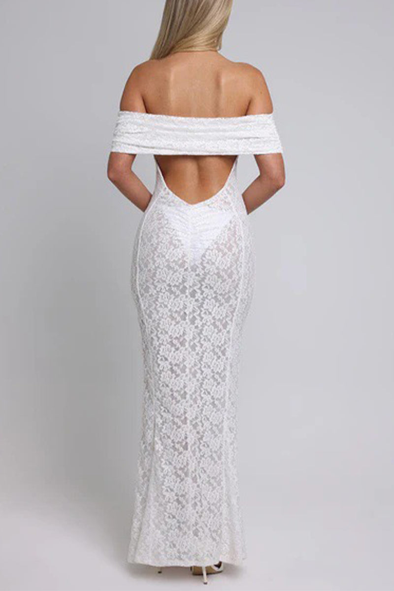 Aiertu  -  Sexy Lace Backless Fishtail Off Shoulder Long Dresses Aiertu