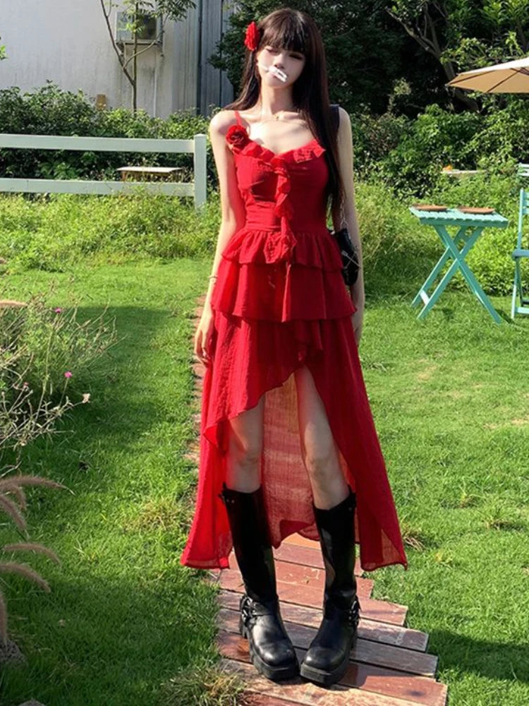 Aiertu Red Ruffle Midi Dress Outfit Ideas Aiertu