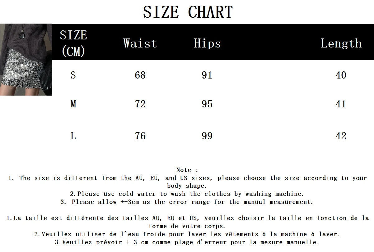 Aiertu  Sequied Sexy Silver Mini Skirts For Women 2025 New High Waist Slim Zipper A-line Party Skirt Simple Fashion Elegant Short Faldas Aiertu