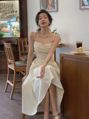 Aiertu Women Elegant Spaghetti Strap Midi Dress Sexy Prom Evening Party Birthday Club Fashion Clothing Aiertu