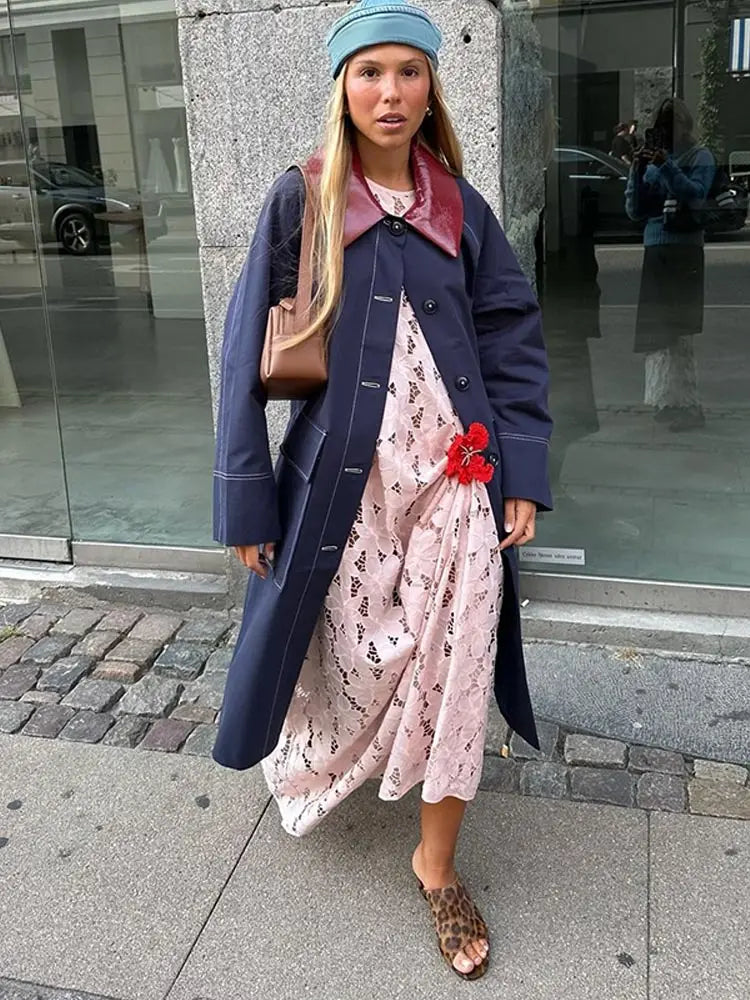 Aiertu  -  Fashion Pu Leather Lapel Coat Chic Long Sleeve Single Breasted Pockets Jacket 2026 Atumn Winter Female High Street Outercoat Aiertu