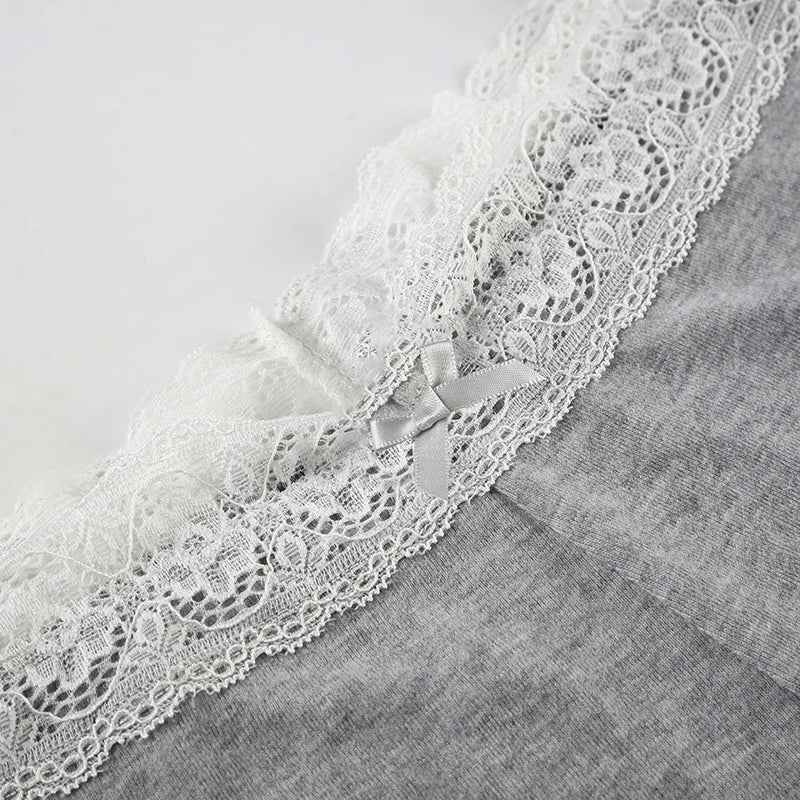 Aiertu  -  Lace Waist Casual 2 Piece Sets Loungewear Contrast Color Women Shorts Suit Buttons Shirring Camisole Mini Shorts Summer Aiertu
