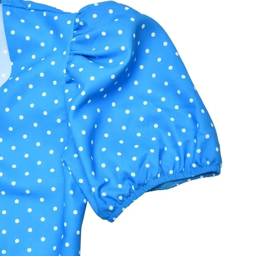 Aiertu  -  Summer New Print Polka Dot Zipper Women Dress Blue Short Sleeve V-neck Bandage Mini Dress Summer Slim Elegant Streetwear Aiertu