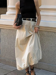 Aiertu  -  Vintage Casual Skirts For Women's Winter High Waist Casual Loose Long Skirt Female Party Solid Street Basic Skirts Aiertu