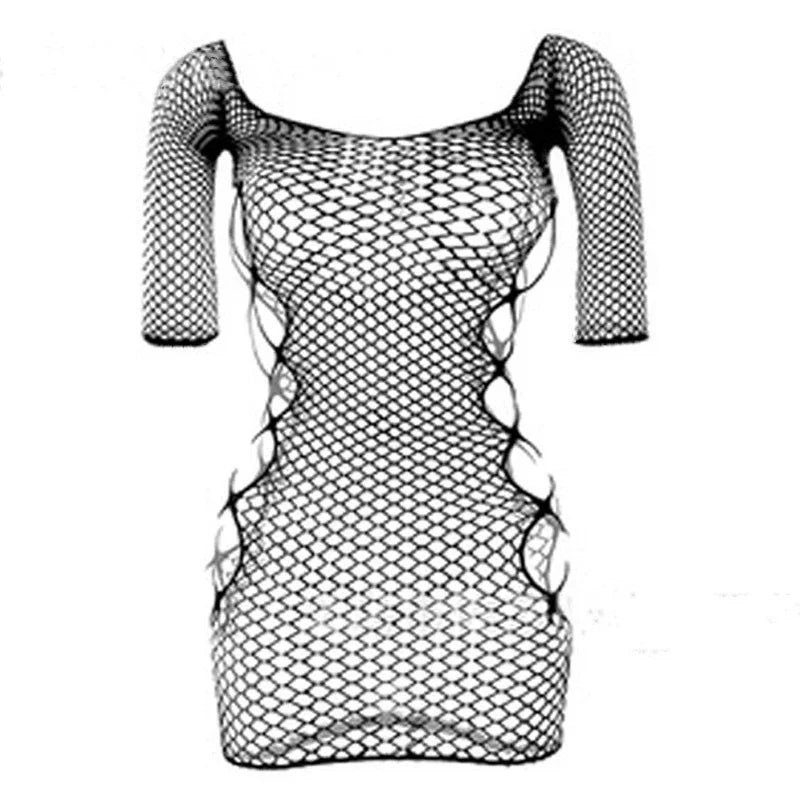 Aiertu Sexy Female Dress Sleepwear Long Sleeve Clothes Ladies Summer Fishnet Short Net Skirt Lingerie Women Aiertu
