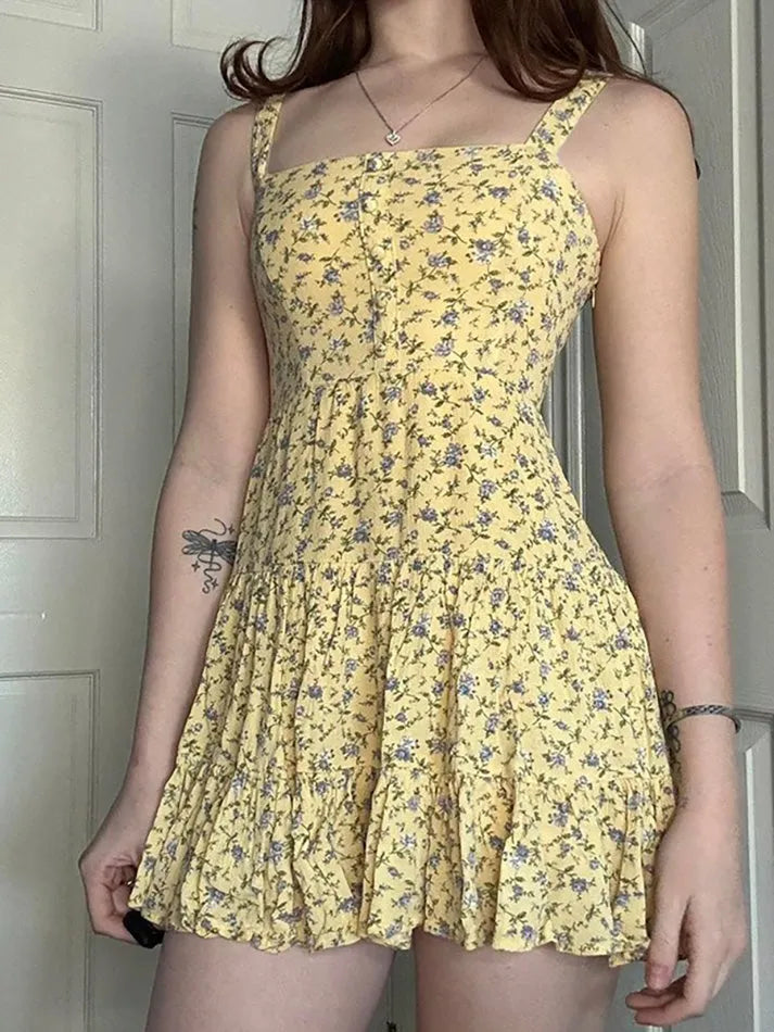 Aiertu  -Floral Slim Fit Backless Cami Mini Dress aiertu