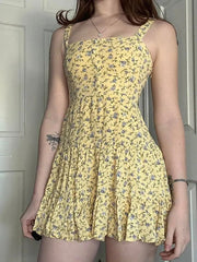Aiertu  -Floral Slim Fit Backless Cami Mini Dress aiertu