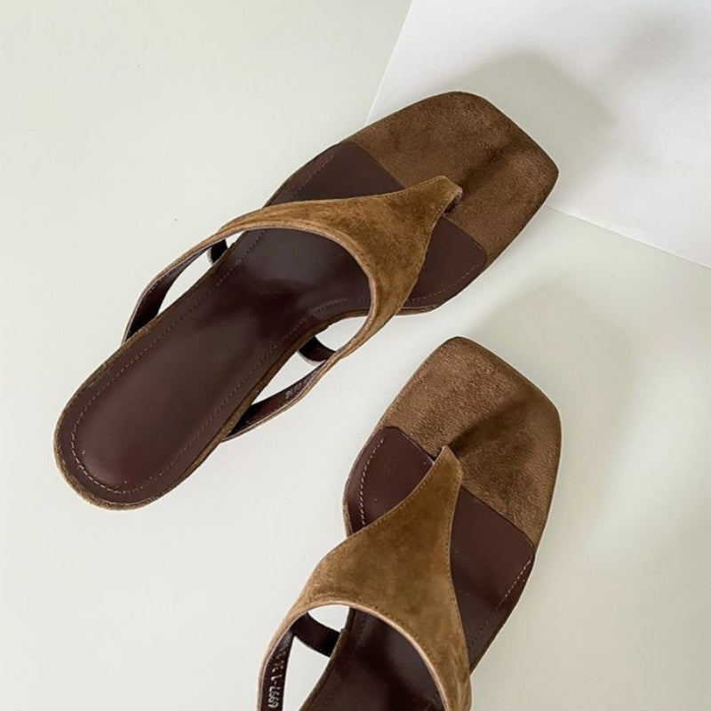 Aiertu  Retro Style Clip Toe Women Flip Flops Summer New Fashion Mid Heels Dress Women Slippers Vacation Comfortable Concise Sandalias Aiertu
