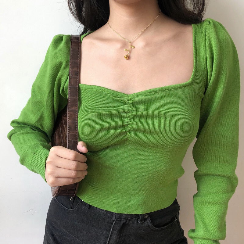 Aiertu - Green Oxford Knit Sweater ~ HANDMADE - new trend inspo - trashy outfits - dinner outfits Aiertu