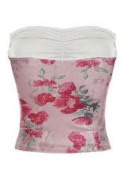 Aiertu  -Vintage Oil Painting Print Pleated Tube Top aiertu