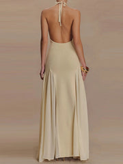 Aiertu  -  Elegant Halter Knitted Tulle Women's Long Dress Backless Lace-up A-line Slim Chic Robe 2026 Summer Beach Party Evening Dresses Aiertu